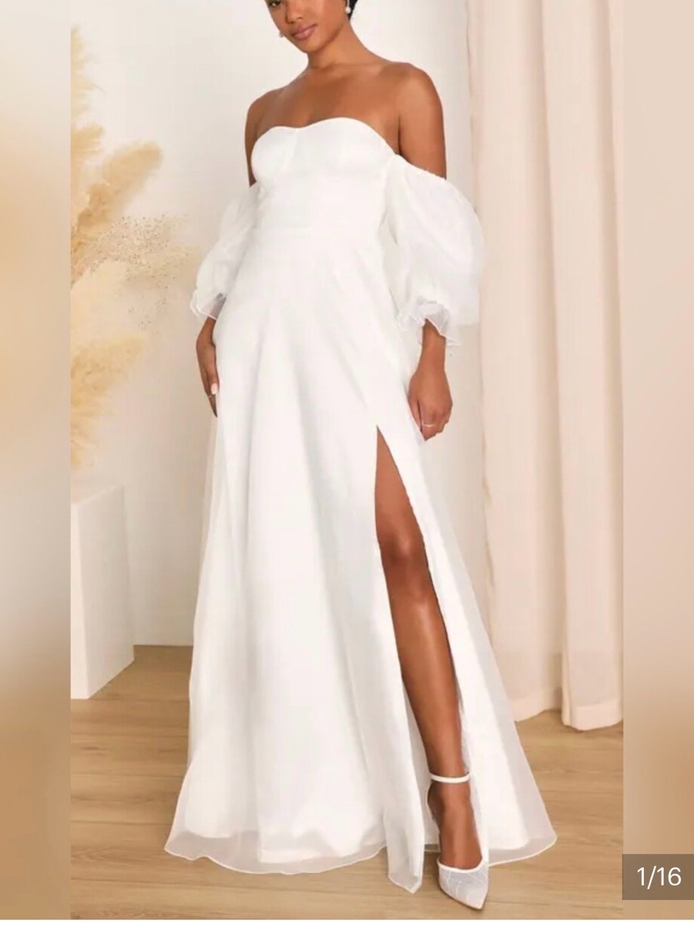 Lulus True Excellence White Bustier Off-the-Shoulder Gown Dress